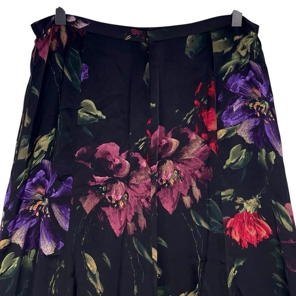 Lauren Ralph Lauren Skirt Womens 8 Vintage Dark Floral Silk A Line Midi Event - Picture 6 of 9